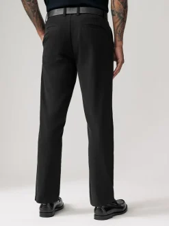 Black Straight Fit Belted Soft Touch Chino Trousers
