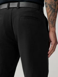 Black Straight Fit Belted Soft Touch Chino Trousers