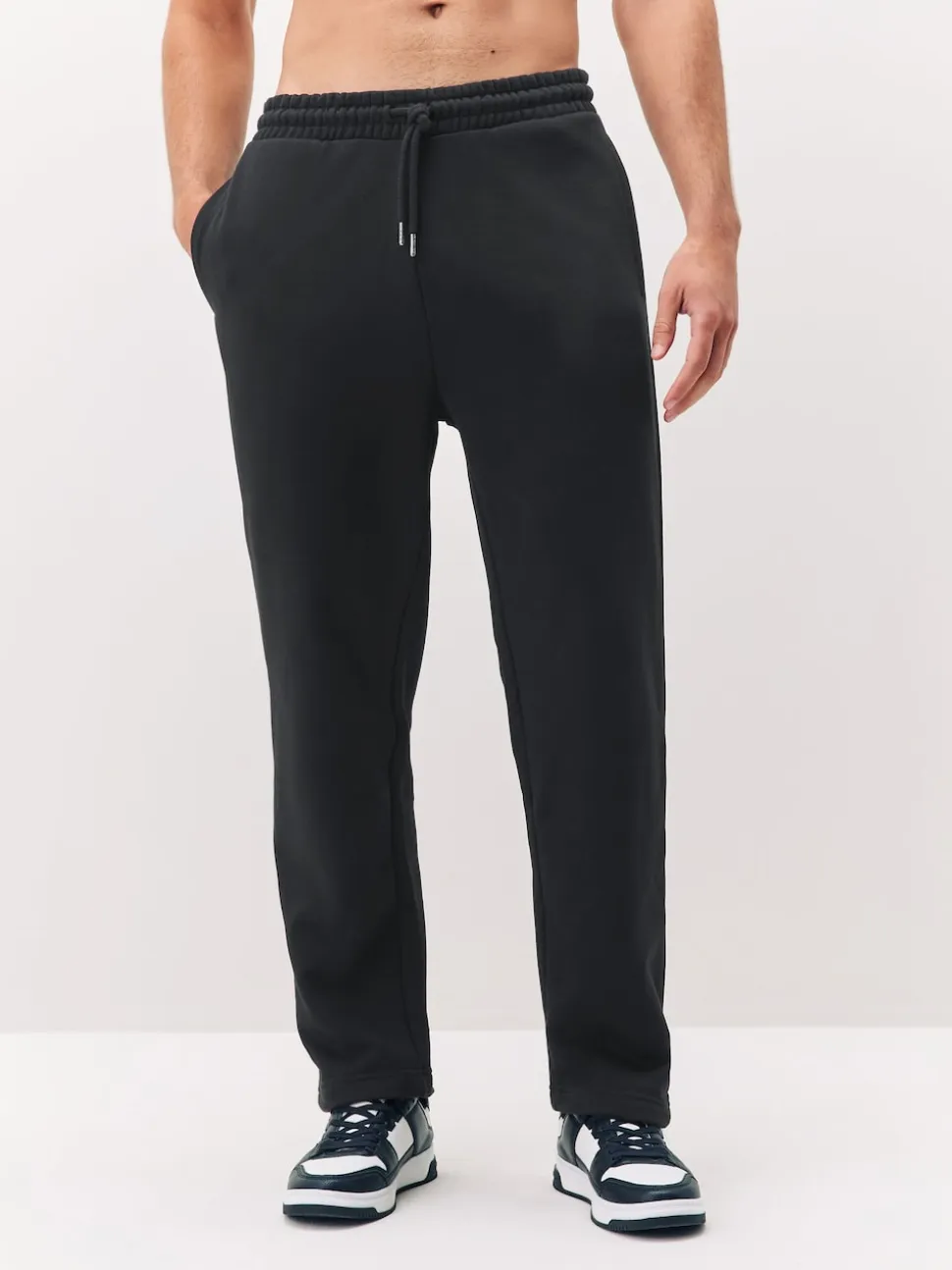 Black Straight Fit Brushback Heavyweight Joggers