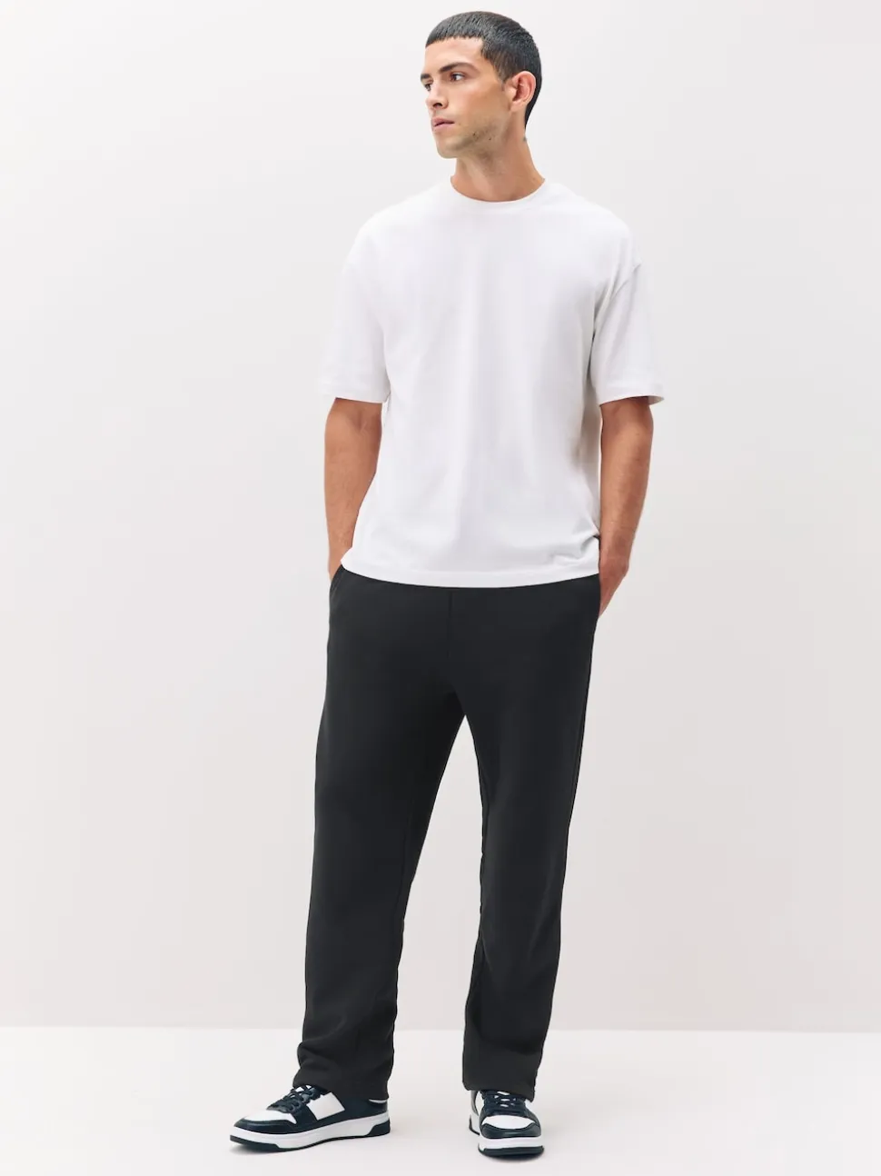 Black Straight Fit Brushback Heavyweight Joggers