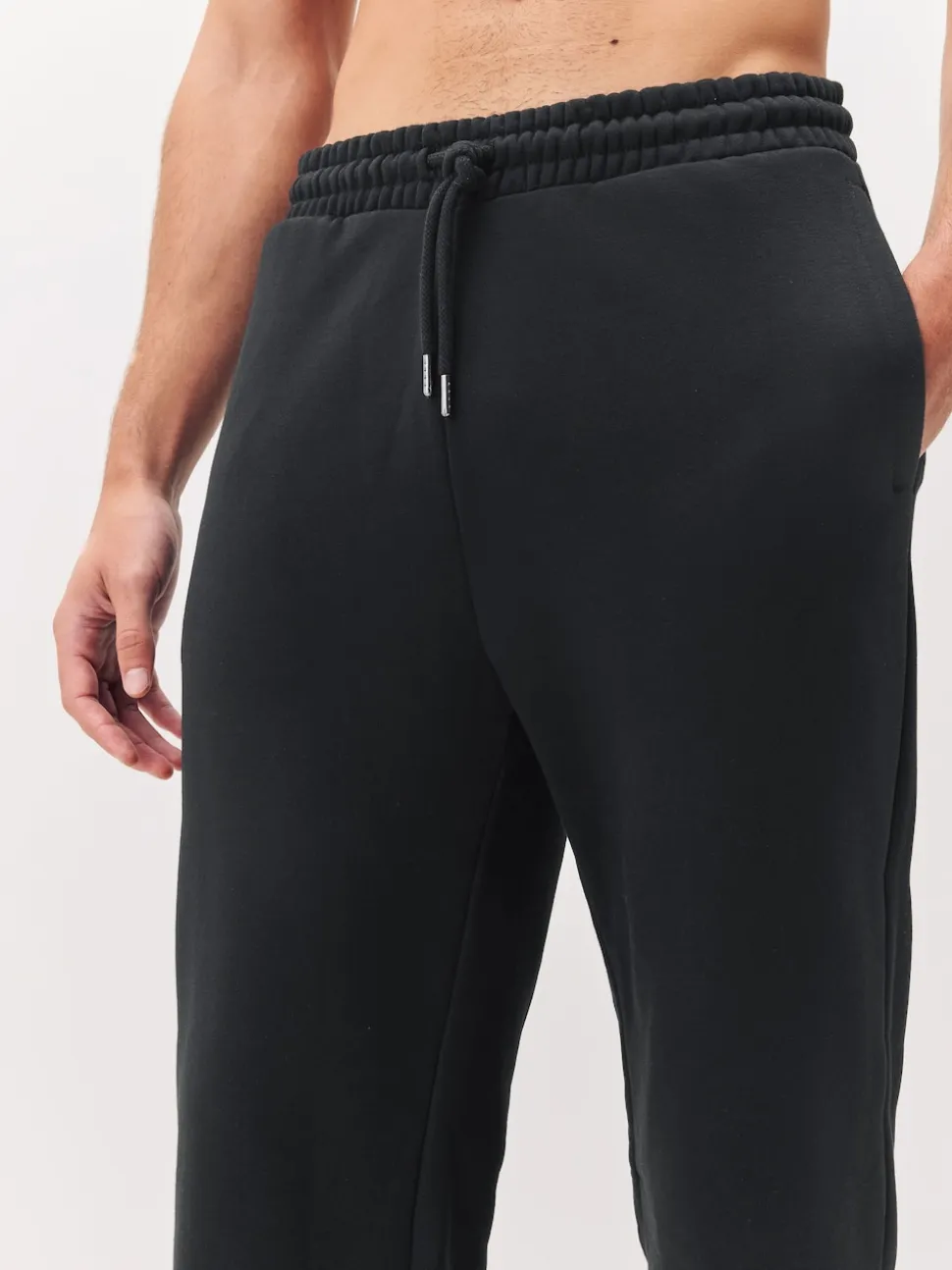 Black Straight Fit Brushback Heavyweight Joggers