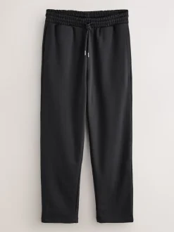 Black Straight Fit Brushback Heavyweight Joggers