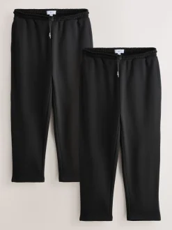 Black Straight Fit Brushback Heavyweight 2 Pack Joggers