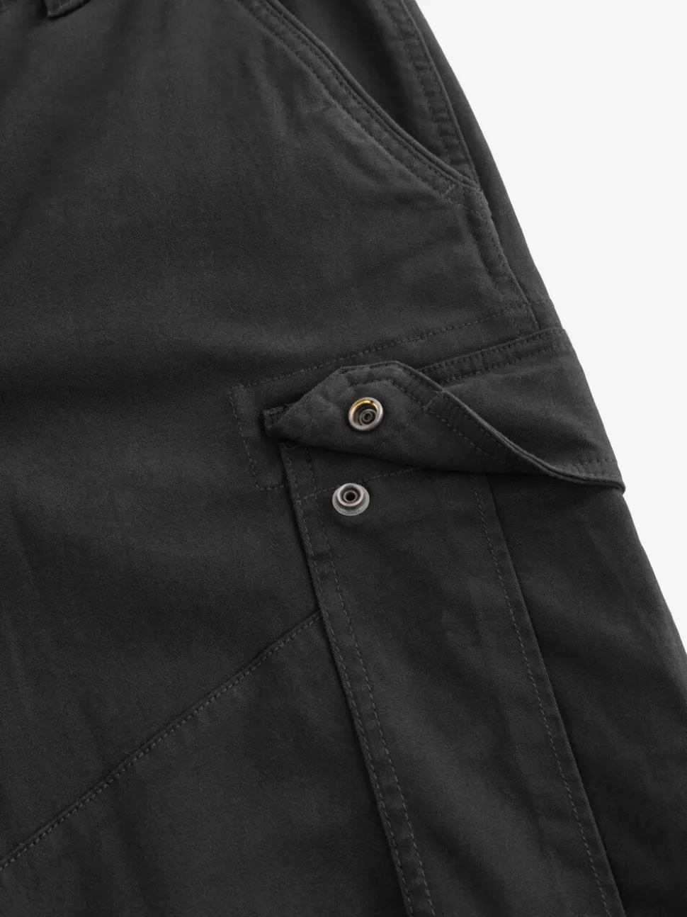 Black Straight Fit Cotton Stretch Cargo Trousers