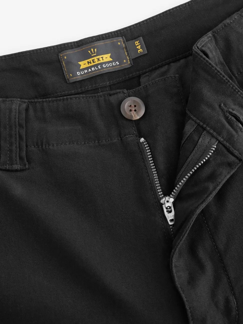 Black Straight Fit Cotton Stretch Cargo Trousers