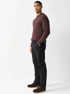 Black Straight Fit Motionflex Chinos Trousers With Belt