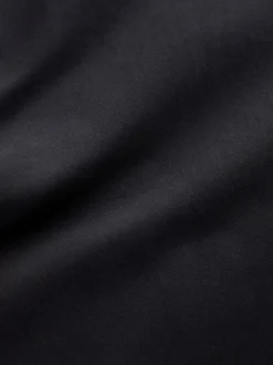 Black Straight Fit Pleated Stretch Chinos Trousers With Elasticated Waist