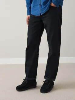 Black Straight Fit Signature Selvedge Denim Jeans