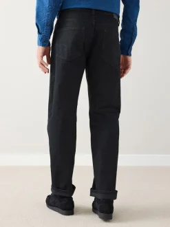 Black Straight Fit Signature Selvedge Denim Jeans