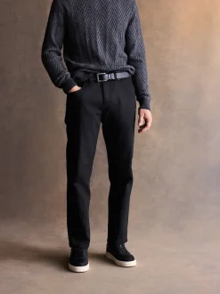 Black Straight Fit Signature Belted Jeans