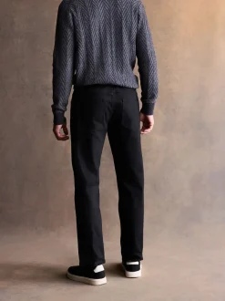Black Straight Fit Signature Belted Jeans