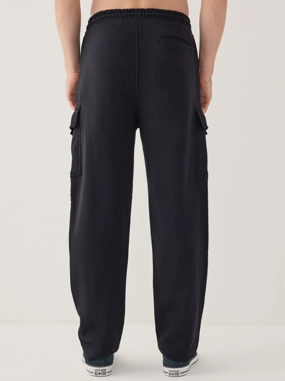 Black Straight Fit Slim Fit Brushback Heavyweight Cargo Joggers