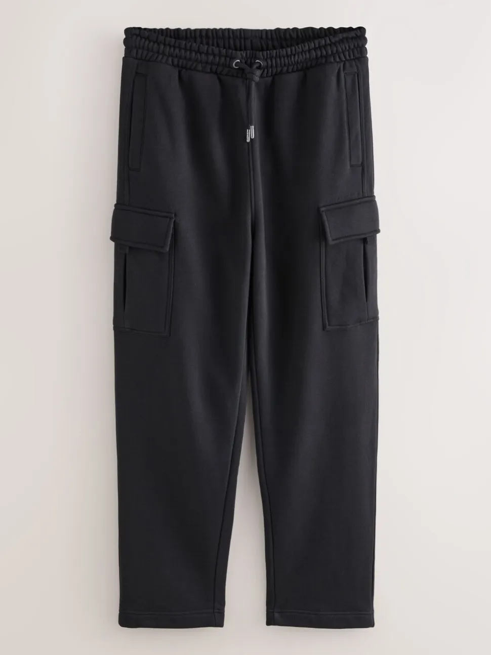 Black Straight Fit Slim Fit Brushback Heavyweight Cargo Joggers