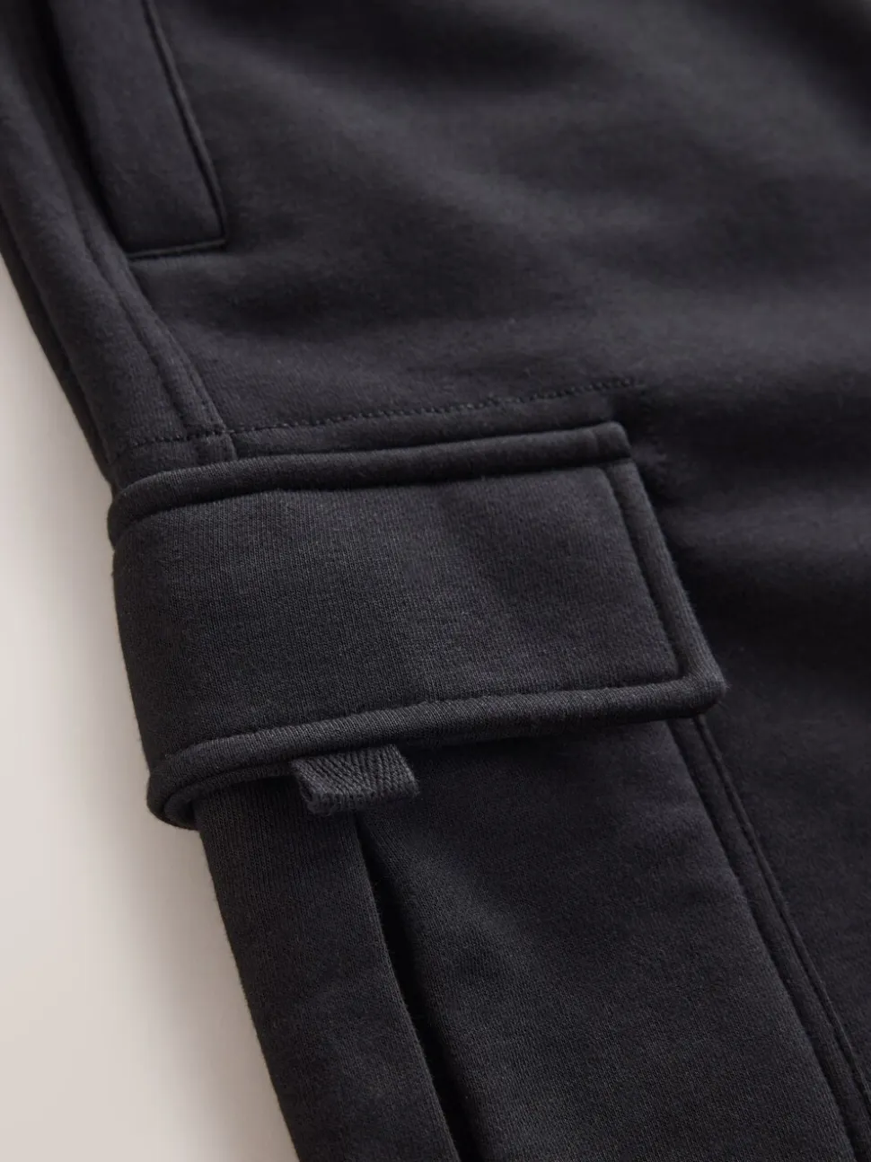 Black Straight Fit Slim Fit Brushback Heavyweight Cargo Joggers
