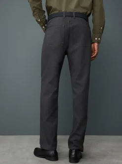 Black Straight Fit Smart Brushed Cotton TENCEL™ Lyocell Blend Chinos With Belt