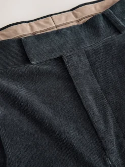 Black Straight Fit Smart Cotton Rich Cord Trousers