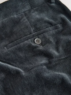 Black Straight Fit Smart Cotton Rich Cord Trousers