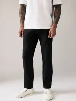Black Straight Fit Stretch Chinos Trousers