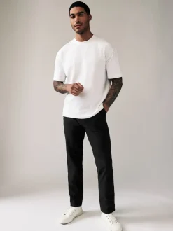 Black Straight Fit Stretch Chinos Trousers