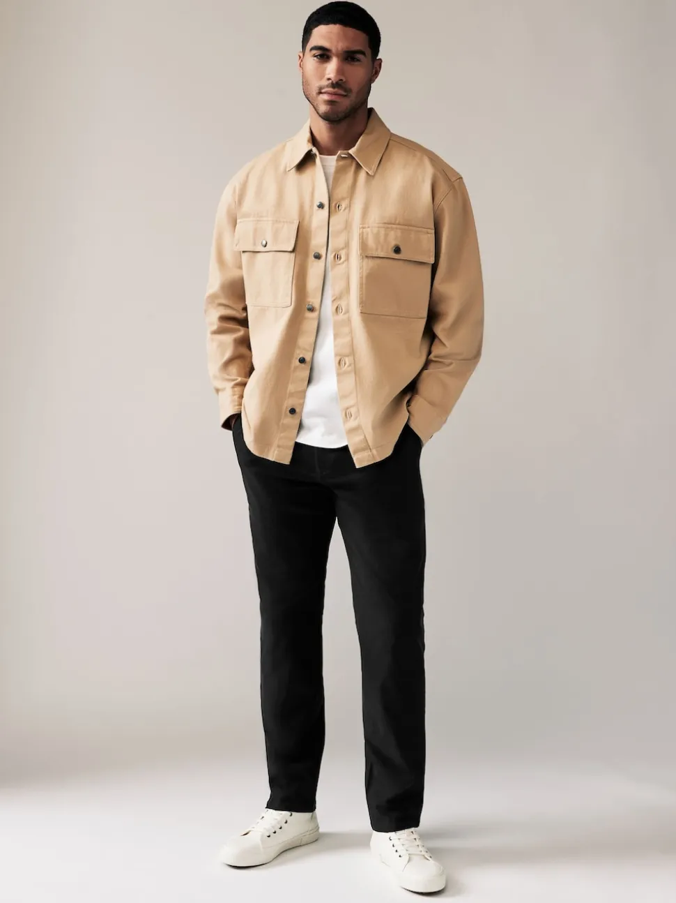 Black Straight Fit Stretch Chinos Trousers