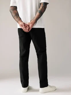 Black Straight Fit Stretch Chinos Trousers