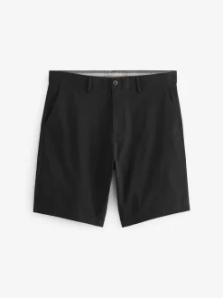 Black Straight Fit Stretch Chinos Shorts