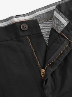 Black Straight Fit Stretch Chinos Shorts