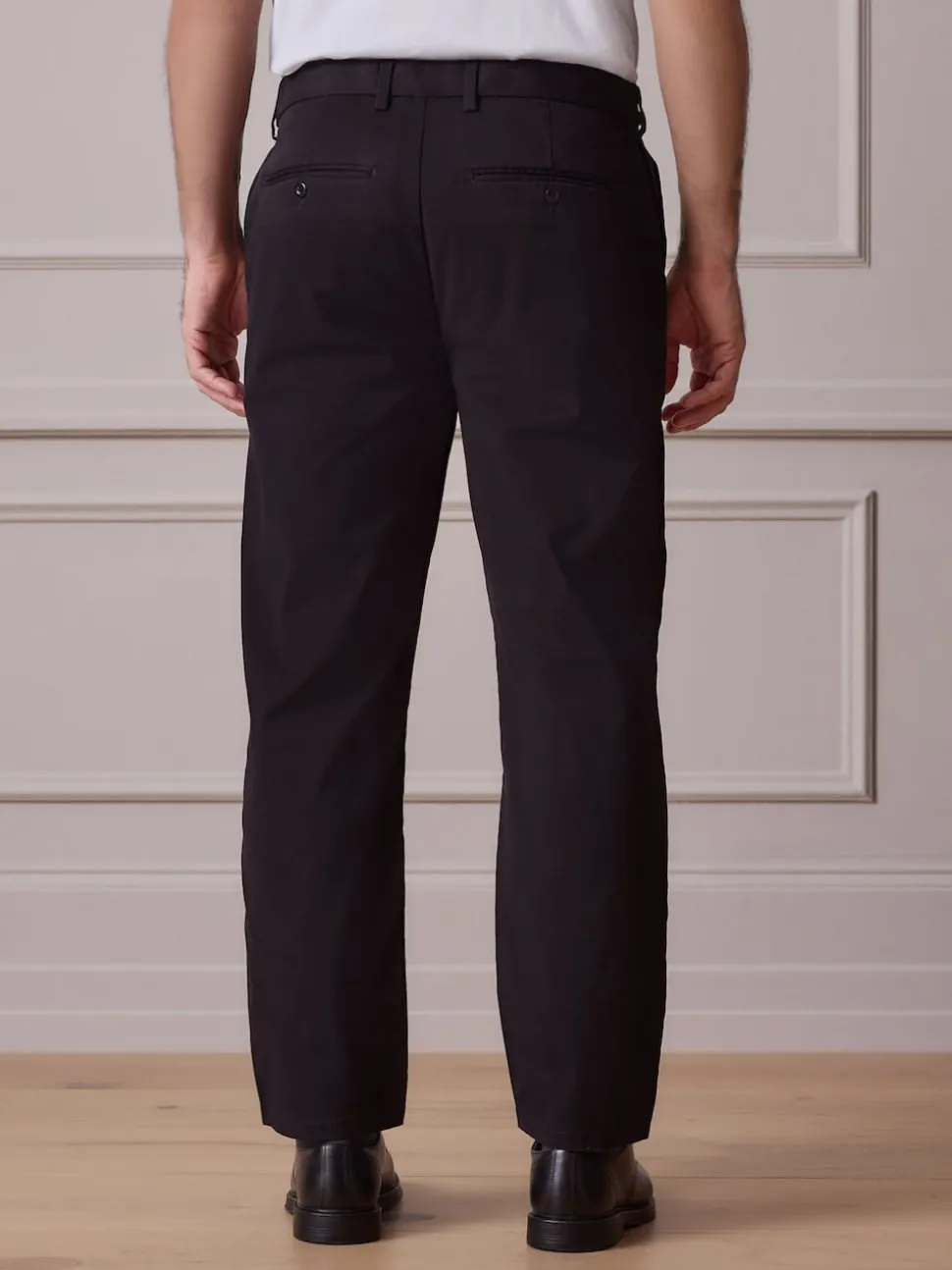 Black Straight Fit Ultimate Chino Trousers