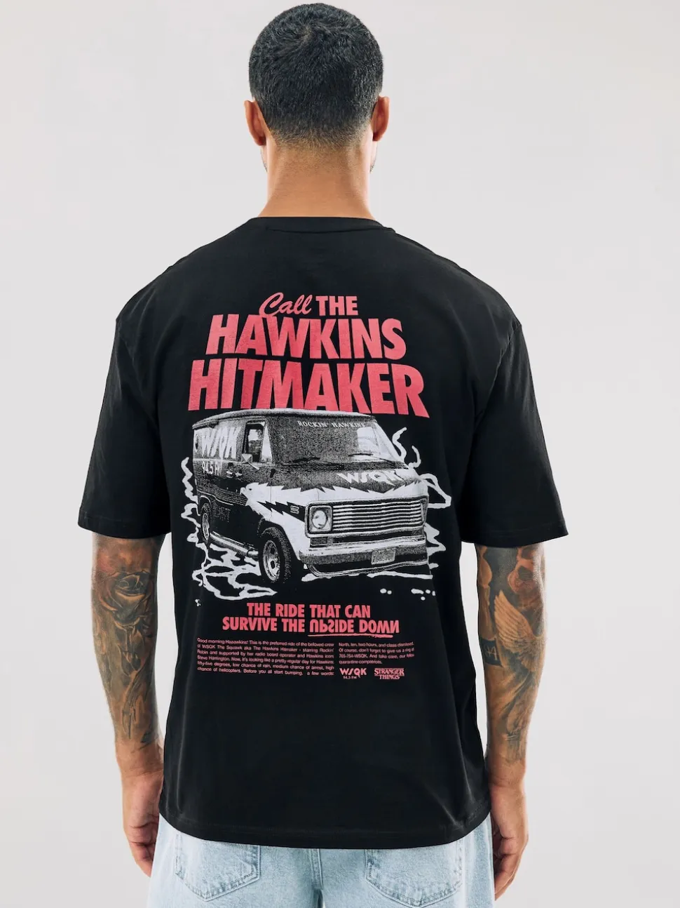 Black Stranger Things Graphic Print T-Shirt