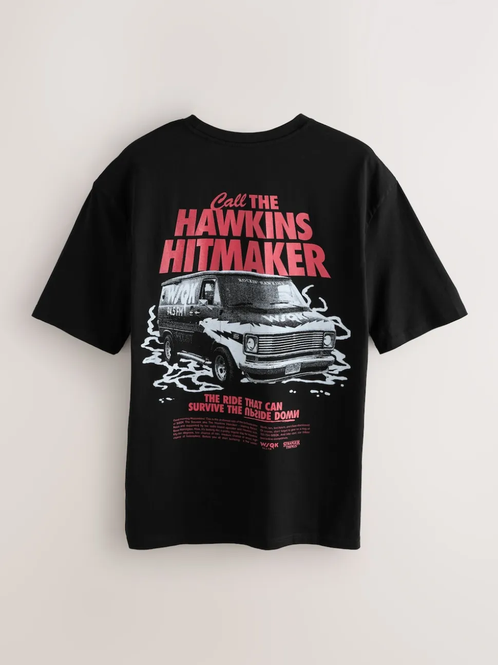 Black Stranger Things Graphic Print T-Shirt