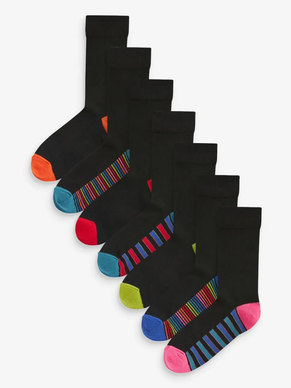 Black Stripe 7 Pack Cotton Rich Socks