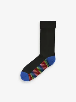 Black Stripe 7 Pack Cotton Rich Socks