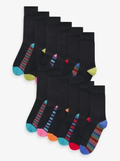 Black Stripe 12 Pack Cotton Rich Socks