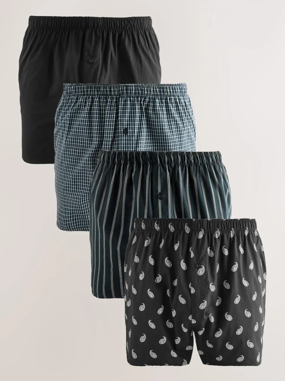 Black Stripe 4 pack Woven Pure Boxers