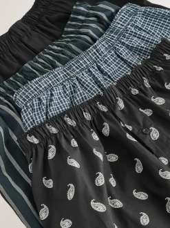 Black Stripe 4 pack Woven Pure Boxers
