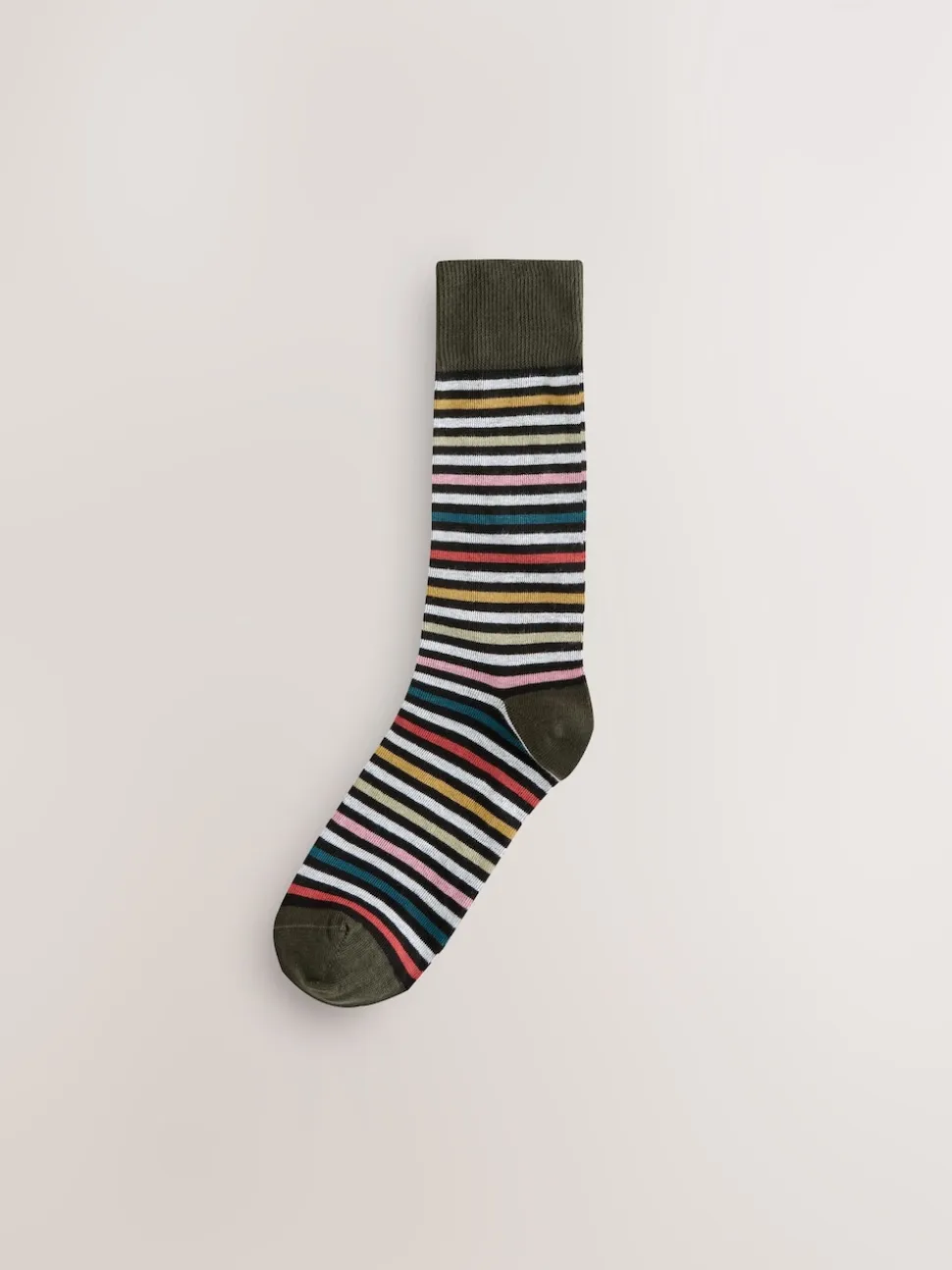 Black Striped 7 Pack Cotton Rich Socks