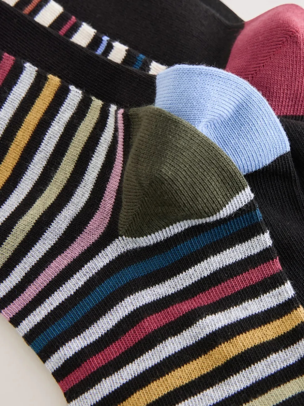 Black Striped 7 Pack Cotton Rich Socks