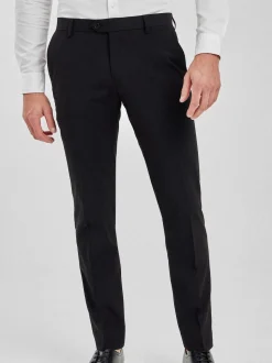 Black Tailored Fit Stretch Smart Trousers