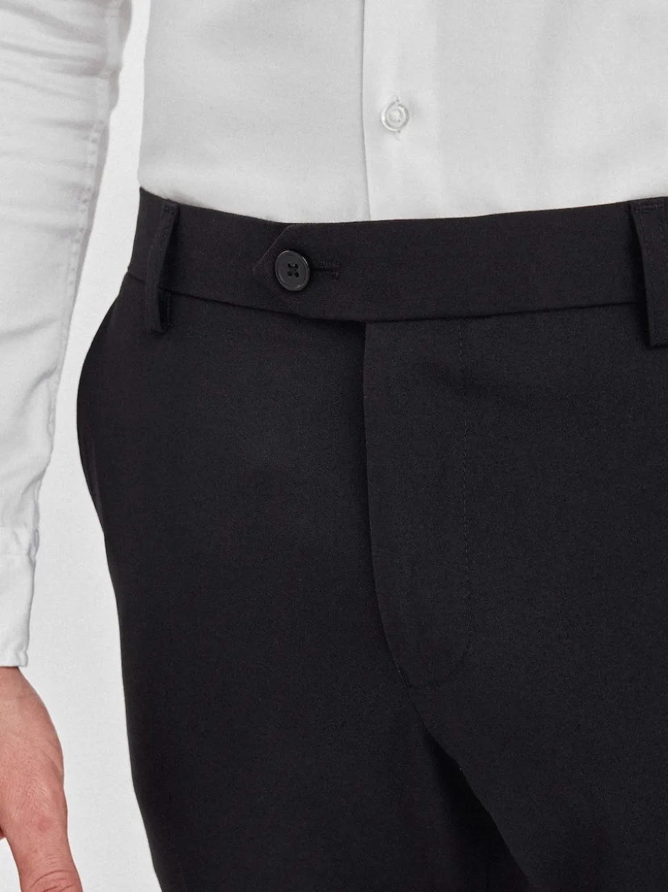Black Tailored Fit Stretch Smart Trousers