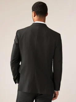 Black Tailored Fit Tailored Fit Wool Blend Motionflex Suit Jacket