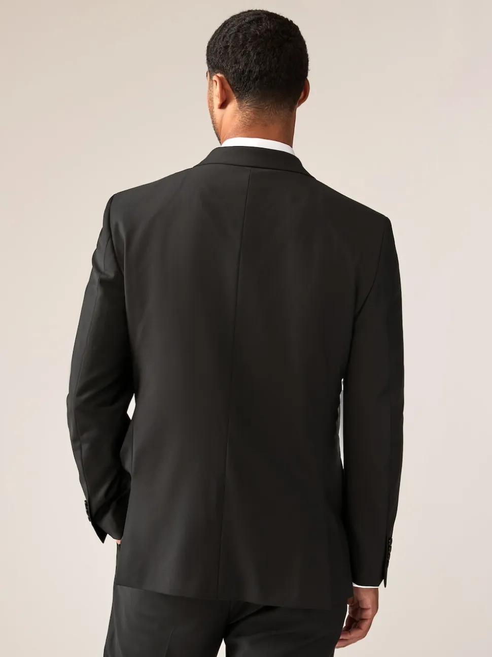 Black Tailored Fit Tailored Fit Wool Blend Motionflex Suit Jacket