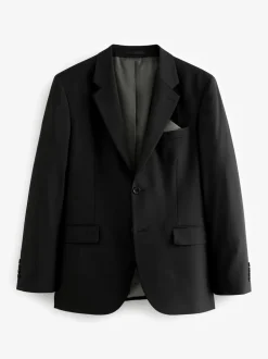 Black Tailored Fit Tailored Fit Wool Blend Motionflex Suit Jacket