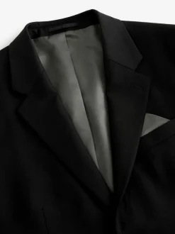 Black Tailored Fit Tailored Fit Wool Blend Motionflex Suit Jacket