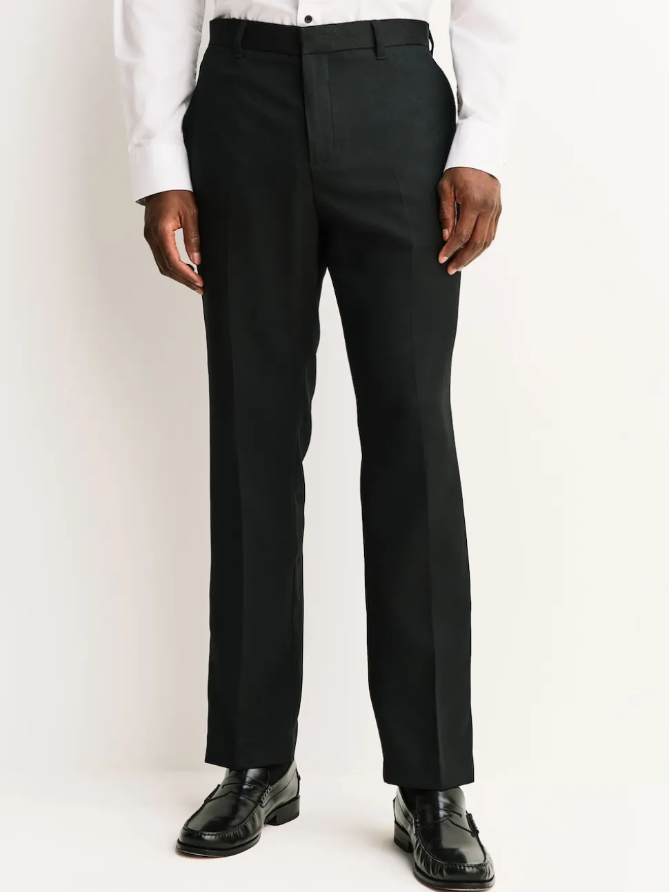 Black Tailored Fit Tape Detail Textured Tuxedo Trousers