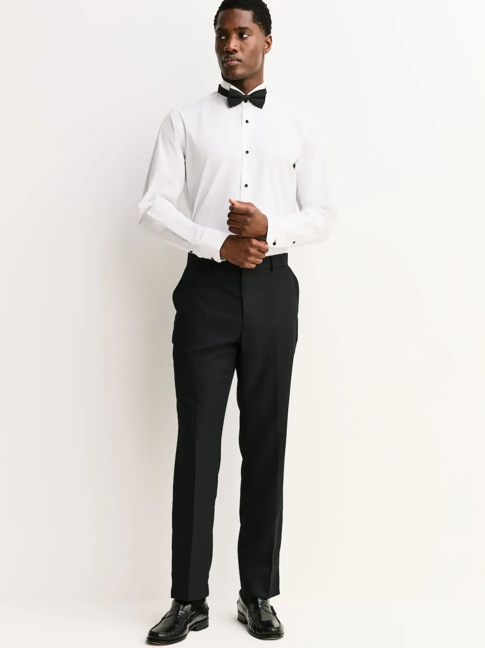 Black Tailored Fit Tape Detail Textured Tuxedo Trousers
