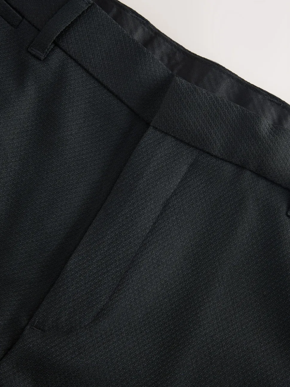 Black Tailored Fit Tape Detail Textured Tuxedo Trousers