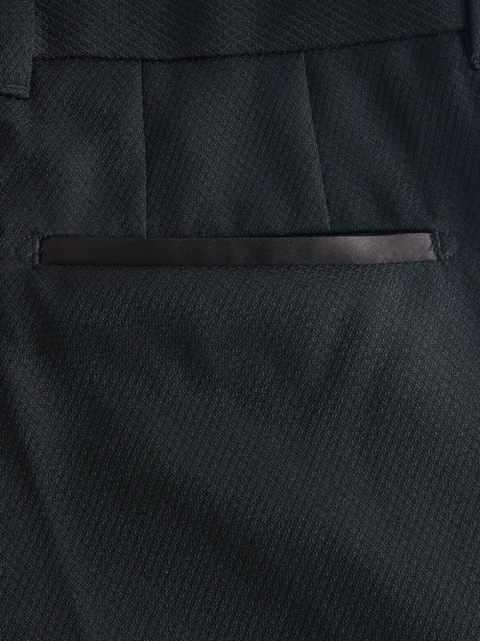 Black Tailored Fit Tape Detail Textured Tuxedo Trousers