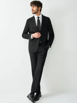 Black Tailored Fit Textured Suit Jacket