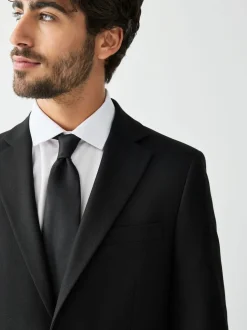 Black Tailored Fit Textured Suit Jacket