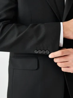 Black Tailored Fit Textured Suit Jacket